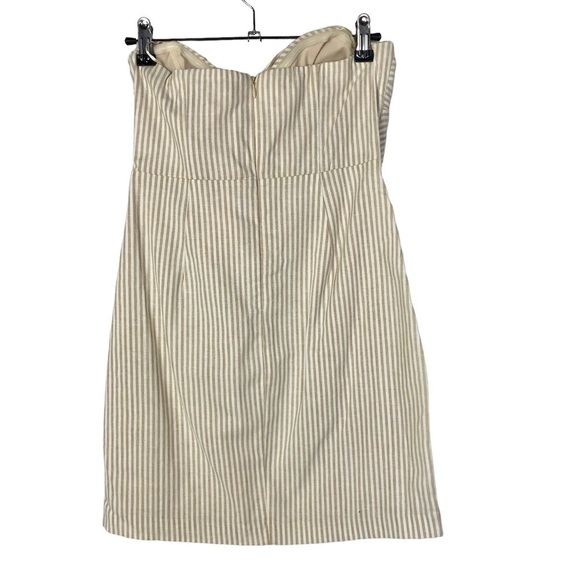 Lush Beige & White Stripe Knotted Strapless Mini Dress S - Picture 3 of 4